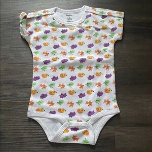 Adorable White Bodysuit with Colorful Animal Print
